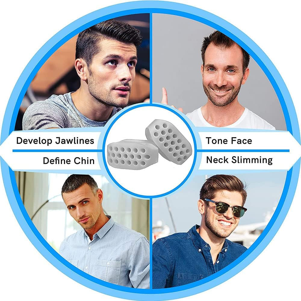 (Grey X3) Face Jaw Muscle Exerciser Silicone Slim Beauty Fitness Facial Line Trainer