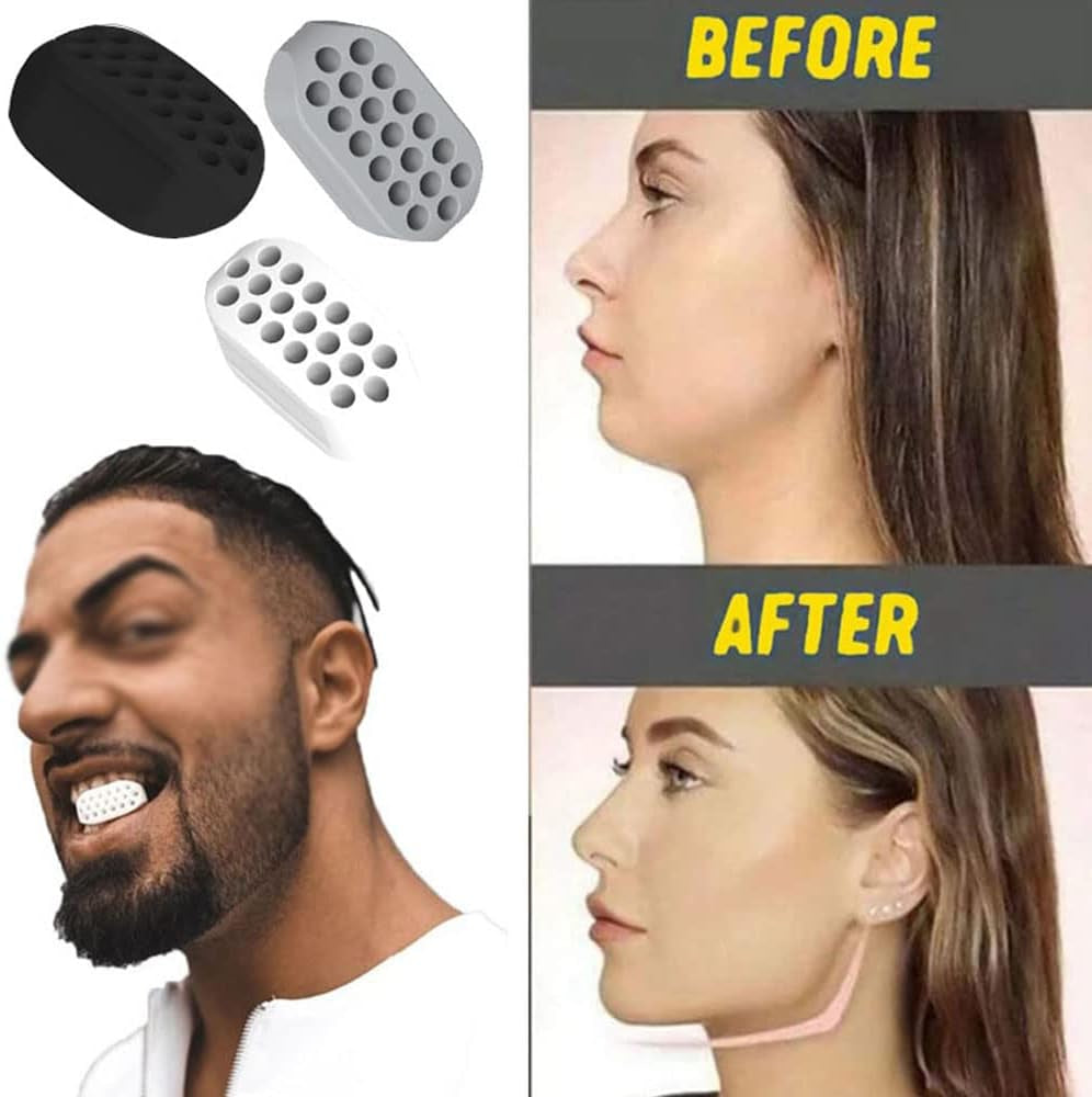 (Grey X3) Face Jaw Muscle Exerciser Silicone Slim Beauty Fitness Facial Line Trainer