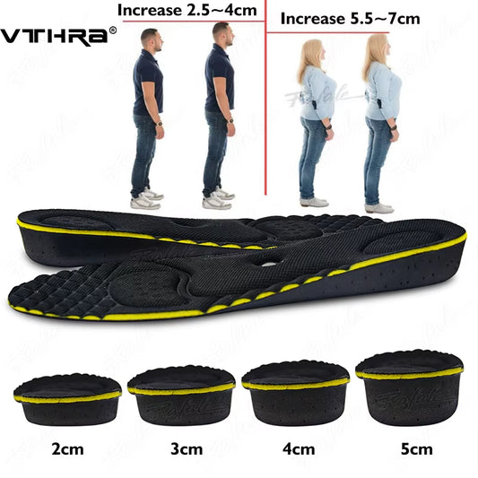 Arch Height Insoles for Men Women 2/3/4/5Cm Cushion Height Lift Insoles with Height Magnetic Massage Shoes Insole Inserts