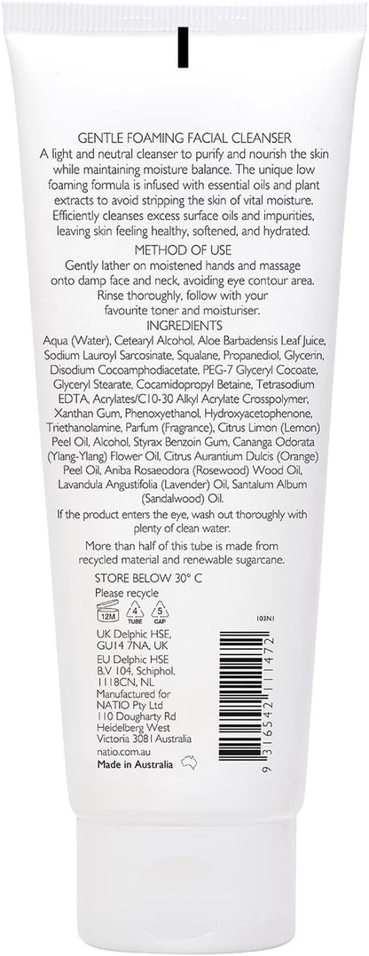 Australia Aromatherapy Gentle Foaming Facial Cleanser 100G - Low Foaming Hydrating Face Wash for All Skin Types - Aloe Vera, Squalane, Benzoin - Made in Australia