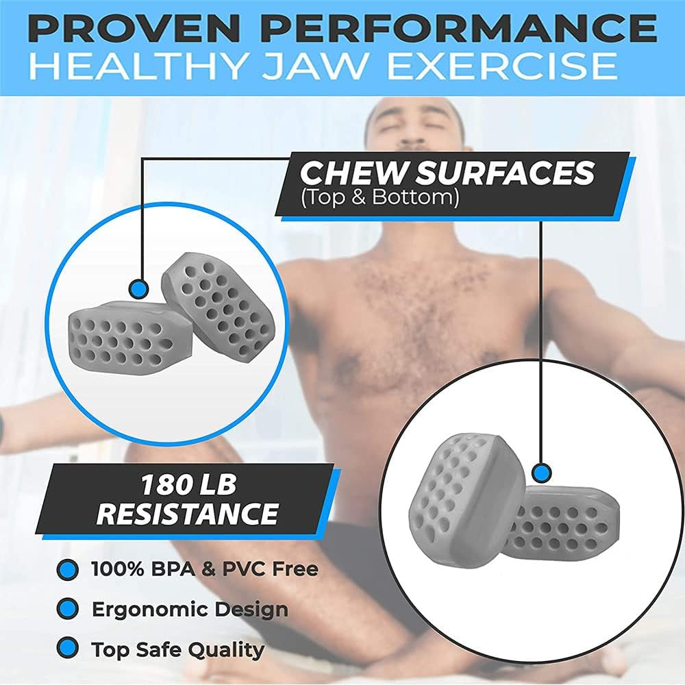 (Grey X3) Face Jaw Muscle Exerciser Silicone Slim Beauty Fitness Facial Line Trainer