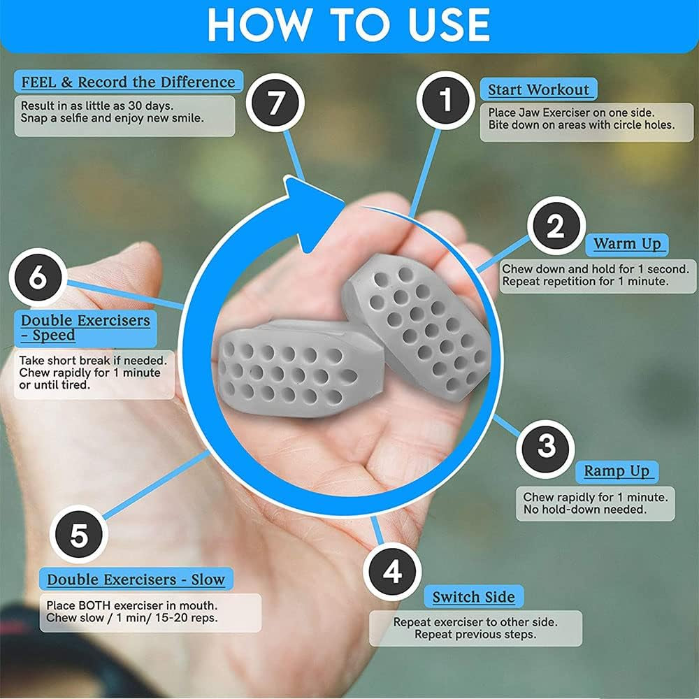 (Grey X3) Face Jaw Muscle Exerciser Silicone Slim Beauty Fitness Facial Line Trainer